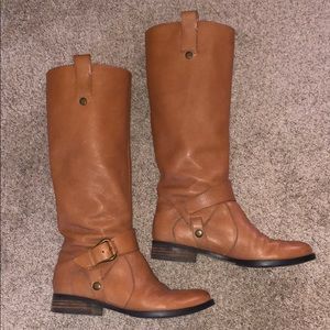 Nine West Women's Camel Brown Leather Riding Boots